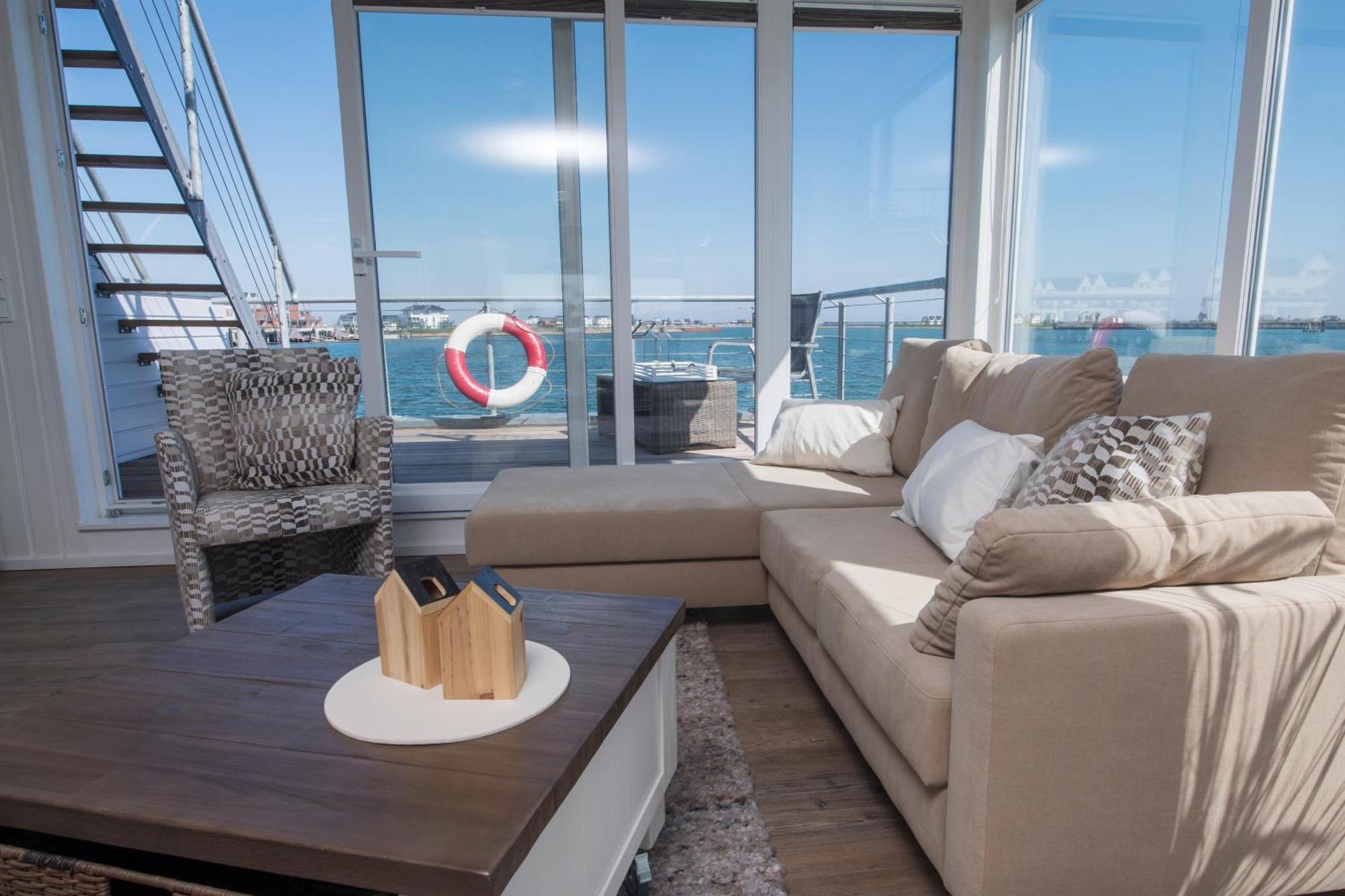 Schwimmendes Ferienhaus Antares One By Seeblick Ferien Oro, Rundum Wasser, Sauna Olpenitz Eksteriør bilde