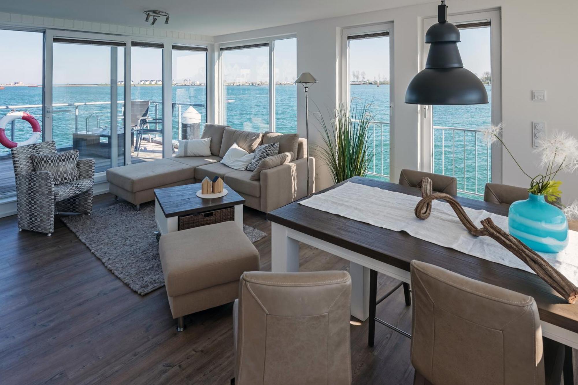 Schwimmendes Ferienhaus Antares One By Seeblick Ferien Oro, Rundum Wasser, Sauna Olpenitz Eksteriør bilde